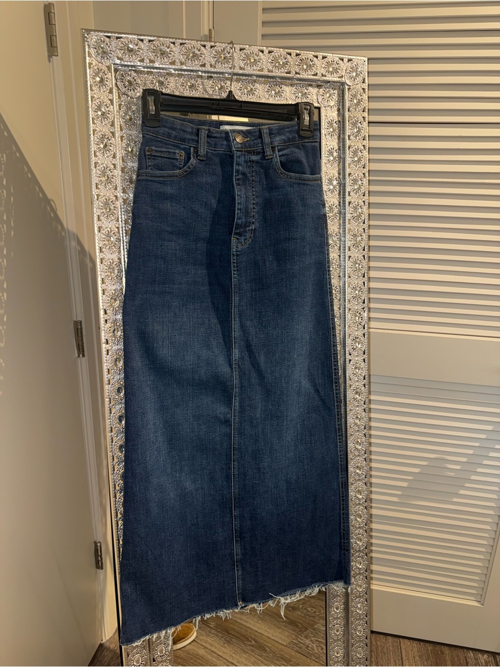 Zara Dark Blue Denim Maxi Skirt - Flared Hem